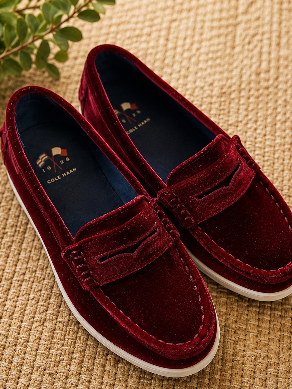 Cole Haan Red Velvet Penny Loafers Slip On Flats Women’s 5.5B